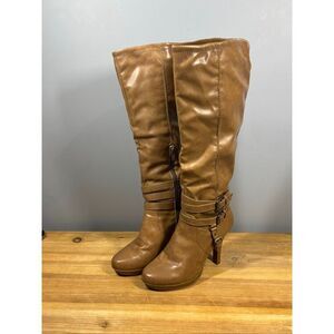 Rampage Bradeon camel/brown knee-high heel  boots size 8